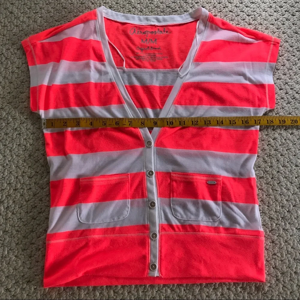 Aeropostale Neon Pink Deep V-Neck Top